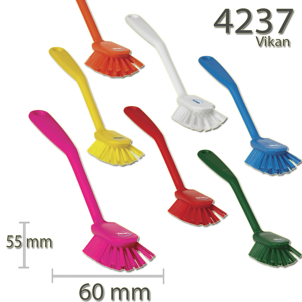 Vikan 4237 Hygienic Dish Brush with Scraper - Box of Qty 3