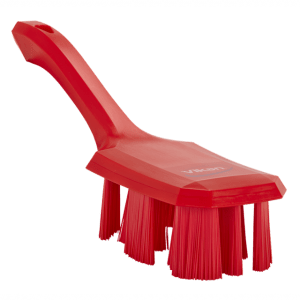 Vikan 41864 Long Handle Scrubbing Brush- Stiff, Red