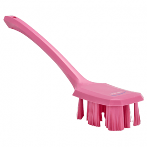 Vikan 41961 UST Hand Brush w/long Handle 395 mm Hard Pink