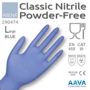 Vikan Nitrile Examination Glove Powder-Free Blue L CAT III Abena