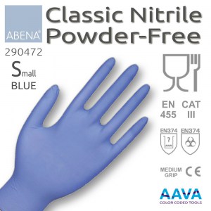 Vikan Nitrile Examination Glove Powder-Free Blue S Cat III Abena