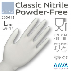 Vikan Nitrile Examination Glove Powder-Free White L Cat III Abena