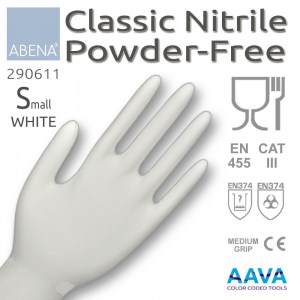 Vikan Nitrile Examination Glove Powder-Free White S Cat III Abena